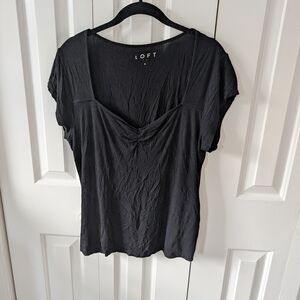LOFT Elegant Black Short Sleeve Top
